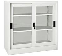 ShCuShan - Armario con puertas correderas, color gris claro, 90 x 40 x 90 cm, acero, armario cajones, apto para dormitorio, lavandería, armario, garaje