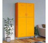 ShCuShan - Armario de acero para dormitorio, lavandería, garaje, 90 x 50 x 180 cm, color amarillo