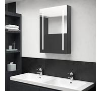 ShCuShan Armario de baño con Espejo y luz LED Gris 50x13x70 cm Bathroom Cabinet Muebles de baño Armario Espejo baño armarios de baño