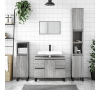 ShCuShan Armario de baño para baño, mueble de baño, armario de baño, gris Sonoma, 30 x 30 x 100 cm, material de madera - 831570