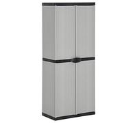 ShCuShan - Armario de jardín con 3 estantes, color gris y negro, 68 x 40 x 168 cm, armario de resina con dos puertas, para interior exterior