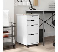 ShCuShan Armario giratorio con cajones Moss blanco madera maciza pino, cajonera, mueble de oficina con cerradura superficie texturizada, para formato A4 y carta, estudio