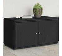 ShCuShan Armario portaobjetos de jardín negro 110 x 55 x 60,5 cm poliratán, armario de resina con dos puertas, para interior y exterior