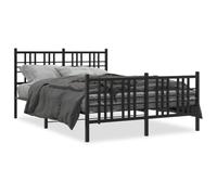 ShCuShan Cabecero con cabecera y reposapiés metal negro 120 x 190 cm, cama doble, elegante cabecero de metal en estilo rústico moderno