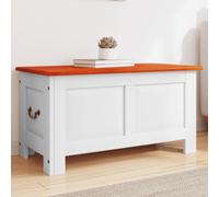 ShCuShan Caja de almacenamiento, banco de almacenamiento, banco para zapatos, estilo moderno, para pasillo, dormitorio, salón, baúl con tapa, marrón y blanco, madera maciza de acacia