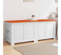 ShCuShan - Caja de almacenamiento, banco de zapatos, estilo moderno, para pasillo, dormitorio, sala de estar, maletero con tapa marrón y blanca de madera maciza acacia