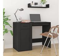 ShCuShan Escritorio negro de 100 x 49 x 75 cm de madera contrachapada, escritorio con librería, mesa de trabajo, porta ordenador, estructura y tablero de madera MDF para decorar el hogar, la oficina