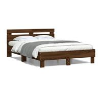ShCuShan Estructura de cama con cabecero, marco de cama, marco de cama con cabecero marrón efecto roble 120 x 190 cm