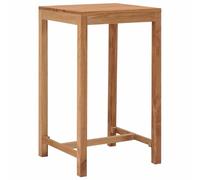 ShCuShan Mesa de bar de jardín, 60 x 60 x 105 cm, de madera maciza de teca, mesa rectangular con estructura de metal, tapa efecto madera para jardín