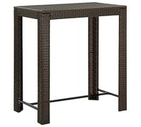 ShCuShan Mesa de bar de jardín marrón 100 x 60,5 x 110,5 cm de poliratán, mesa rectangular con estructura de metal, tapa de efecto madera para jardín