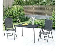 ShCuShan Mesa rectangular con estructura de metal, tapa efecto madera para jardín, mesa de jardín, antracita, 110 x 80 x 72 cm, red de acero