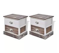 ShCuShan Mesitas de Noche mesillas de Noche Dormitorio Mesa de cabeceira Dormitorio mesita marrón y Blanca 2 Unidades