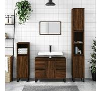 ShCuShan Mueble de baño para baño, 80 x 33 x 60 cm, madera de roble marrón 831667