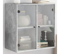 ShCuShan - Mueble de pared para cocina (68 x 37 x 68,5 cm, armario de pared con puertas de cristal gris cemento