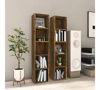 ShCuShan - Muebles de puerta C D 2 piezas de roble ahumado, 21 x 16 x 93,5 cm, madera multicapa, biblioteca modular, mueble puerta C D clásico, compartimentos ajustables de madera