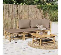 ShCuShan Set de Muebles de jardín 3 Piezas bambú y Cojines Garden Furniture Set Sofa Jardin Conjunto Jardin Exterior baul Jardin Exterior Gris Taupe 3155140