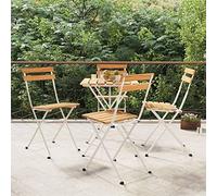 ShCuShan Sillas cafetería Plegables 4 uds Acero y Madera Maciza Acacia sillas Plegables Jardin