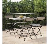 ShCuShan Sillas cafetería Plegables Silla Plegable Cocina4 uds Acero y ratán sintético Gris Silla Plegable Madera