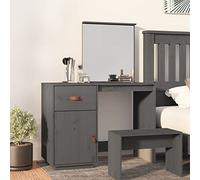 ShCuShan Tocador Gris 95x50x134 cm Madera de pino maciza,Almacenamiento de tocador,Mesa De Maquillaje