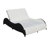 ShCuShan Tumbona Doble con cojín Cama Exterior Jardin Tumbona Doble tumbonas de Jardin tumbonas Jardin Exterior de ratán sintético Negra