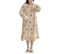 SHDEYAVK, Camisones De Mujer Invierno Camisones de Talla Grande de Manga Larga y Gruesos y cálidos con Estampado de Franela for Mujer, Ropa de Dormir Bonita de Invierno, camisón(B,5XL)