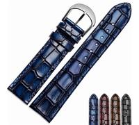 SHDEYAVK Hombre Mujer Correa, Correa de reloj de cuero Correa de reloj for hombre Pulsera con textura Correa de reloj de pulsera 18 mm 20 mm 22 mm Azul con cierre de metal inoxidable Bandas de repuest