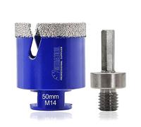 SHDIATOOL Brocas de diamante Sierra para agujeros Brocas Cortador de baldosas con rosca M14 para gres porcelánico Mármol Cerámica Granito, brocas de 50mm y un adaptador de vástago hexagonal
