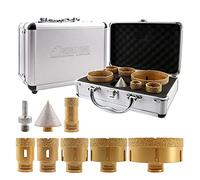 SHDIATOOL Brocas Diamantadas M14 Rosca 25/35/40/50/68/100/50mm Diamantadas Brocas Chaflán/Adaptador Mango Triangular para Porcelánico Cerámica Granito Mármol