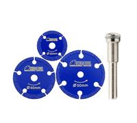 SHDIATOOL Disco de corte de diamante 30/40/50MM con vástago redondeado de 6MM Disco de corte soldado al vacío para cortar metales duros, aleaciones, hierro, mármol, granito, mampostería,3 piezas