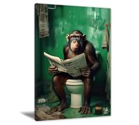 SHDOWARTH Póster Divertido de Mono para Baño, Decoración del Hogar, Imagen para Cuarto de Baño, Lienzo Impreso, Regalo, 16 x 24 Pulgadas, Sin Marco