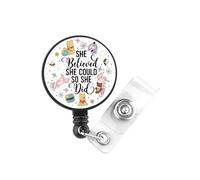 She Believe She Could So She Did Bear and Tiger - Carrete de insignia de oso de dibujos animados (Bear Tiger UK)