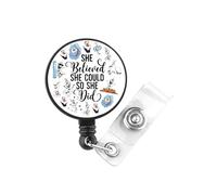 She Believe She Could So She Did Snowman Gift World of Ice and Snow Princess Cartoon Badge Reel (Snowman UK)