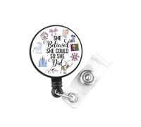 She Believe She Could So She Did World of Ice and Snow Princess Gift Princess Cartoon Movie Lover Badge Reel (Ice World Badge UK)