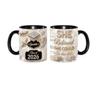 She Believed She Could - Recuerdo de graduación personalizado para hijas e hijos de mamá y papá, taza de café personalizada única para amigos