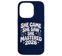 She Came She Saw She Mastered 2026 Vintage Graduación Mujeres Carcasa para iPhone 14 Pro