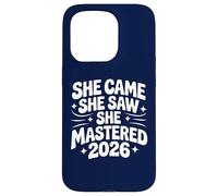 She Came She Saw She Mastered 2026 Vintage Graduación Mujeres Carcasa para iPhone 15 Pro