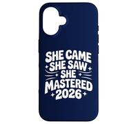 She Came She Saw She Mastered 2026 Vintage Graduación Mujeres Carcasa para iPhone 16