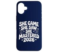 She Came She Saw She Mastered 2026 Vintage Graduación Mujeres Carcasa para iPhone 16 Plus