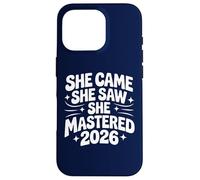 She Came She Saw She Mastered 2026 Vintage Graduación Mujeres Carcasa para iPhone 16 Pro