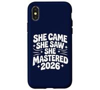 She Came She Saw She Mastered 2026 Vintage Graduación Mujeres Carcasa para iPhone X/XS