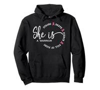 She Is A Warrior Strong Brave Pink Breast Cancer Concientización Sudadera con Capucha