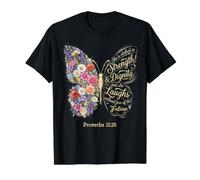 She Is Clothed with Strength & Dignity Bible Proverbs 31:25 Camiseta gráfica económica, Hombre, Negro, M