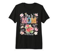 She Is Mom Floral Cute Mama - Gráfico de Flores para el día de Camiseta Premium
