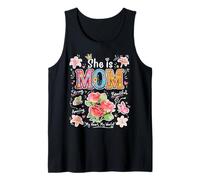 She Is Mom Floral Cute Mama - Gráfico de Flores para el día de Camiseta sin Mangas