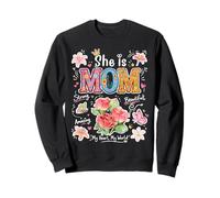 She Is Mom Floral Cute Mama - Gráfico de Flores para el día de Sudadera