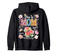 She Is Mom Floral Cute Mama - Gráfico de Flores para el día de Sudadera con Capucha