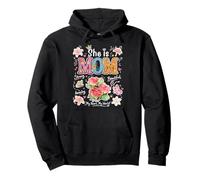 She Is Mom Floral Cute Mama - Gráfico de Flores para el día de Sudadera con Capucha