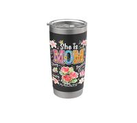 She Is Mom Floral Cute Mama - Gráfico de flores para el día de Vaso térmico de acero inoxidable de doble pared