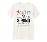 She is Strong Christian Proverbs 31:25 Stronger Than Storm Camiseta Premium