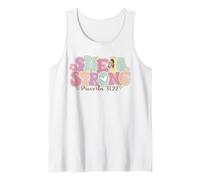 She Is Strong Proverbs 31:22 Gráfico Floral Camiseta sin Mangas